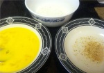 Bowls with Flour, Egg, Bread Crumbs